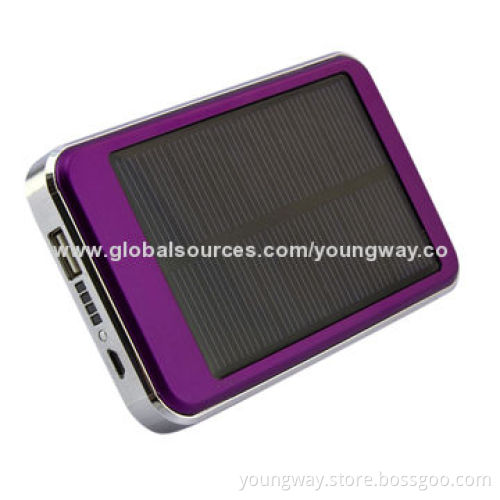 6,000mAh Solar Charger, Dual-output, 5V DC, 1,000mA Input